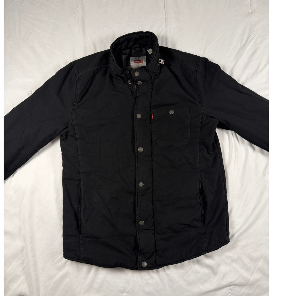 Levi's Small Black Ripstop‎ Utility Jacket Quilted Lining Workwear Shacket